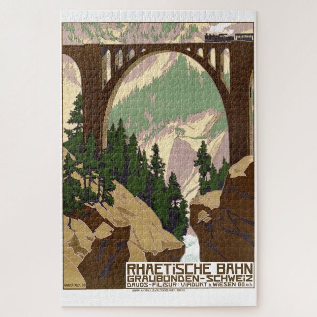 Vintage Switzerland Train Travel Tourism Jigsaw Puzzle (Vertical)