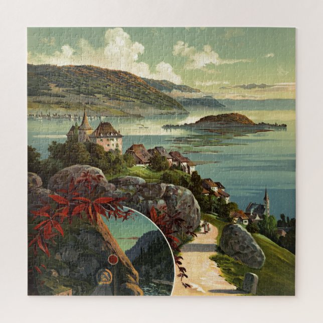 Vintage Switzerland Travel Illustration Art Jigsaw Puzzle (Vertical)