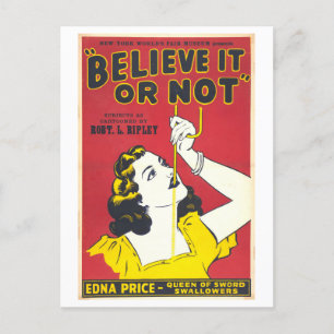 Vintage Sword Swallower Advertisement Postcard