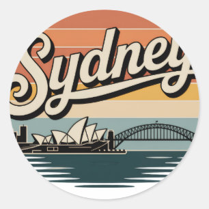 Vintage Sydney Australia Skyline Travel Sticker