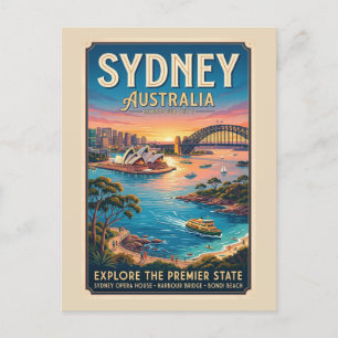 Vintage Sydney Australia Travel Poster Postcard