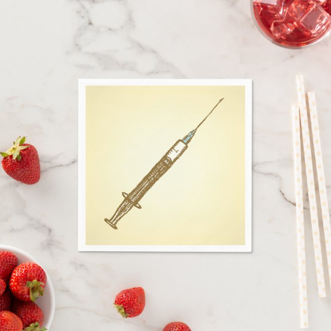 Vintage Syringe Medical Healthcare Sketch  Napkin (Insitu)
