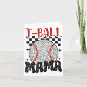 Vintage T-ball Mama Softball Mom Chequered Print M Card