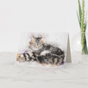 vintage tabby cat greeting card