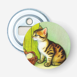 Vintage Tabby Cat Illustration Bottle Opener