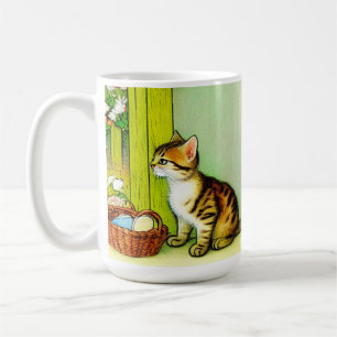 Vintage Tabby Cat Illustration Coffee Mug