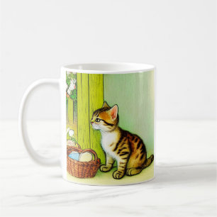 Vintage Tabby Cat Illustration Coffee Mug