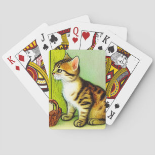 Vintage Tabby Cat Illustration Playing Cards