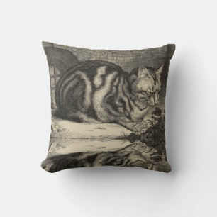 Vintage Tabby Cat Throw Pillow