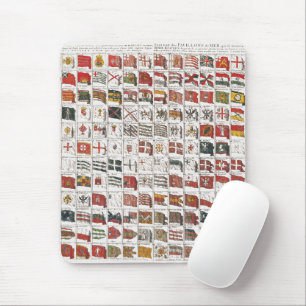 Vintage Table of Sea Flags, Aesthetic Print Mouse Pad