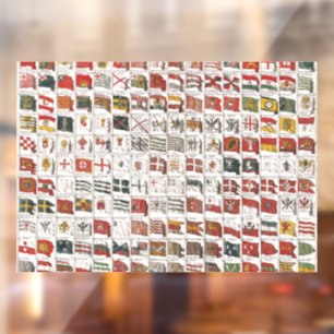Vintage Table of Sea Flags, Aesthetic Print Window Cling