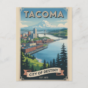 Vintage Tacoma Washington Retro Travel Postcard