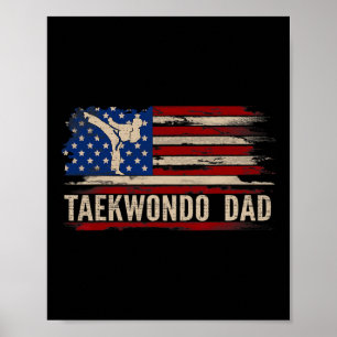 Vintage Taekwondo Dad American Usa Flag Sports The Poster