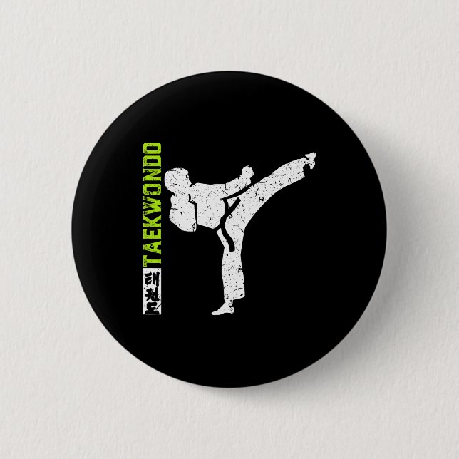 Vintage Taekwondo The Kick  2 Inch Round Button (Front)
