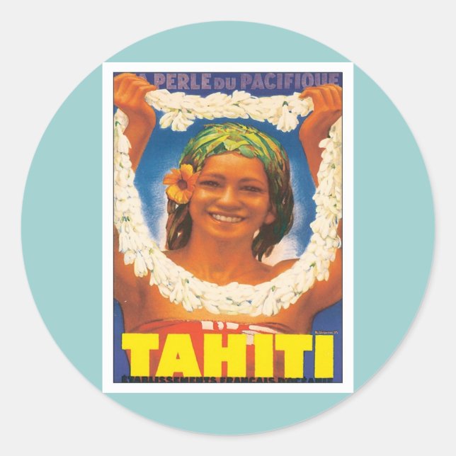 Vintage Tahiti Classic Round Sticker (Front)