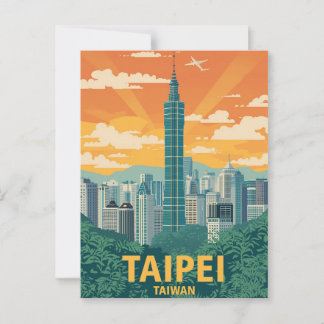 Vintage Taipei Taiwan Travel Poster Postcard