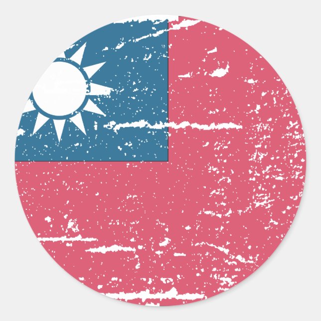 Vintage Taiwan Flag Classic Round Sticker (Front)