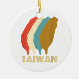Vintage Taiwan T-shirt, I Love Taiwan Map Ceramic Ornament
