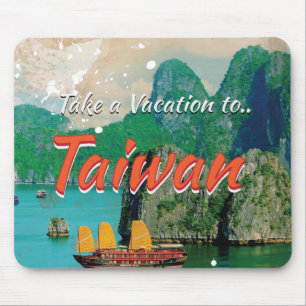 Vintage Taiwan Travel Poster Mouse Pad