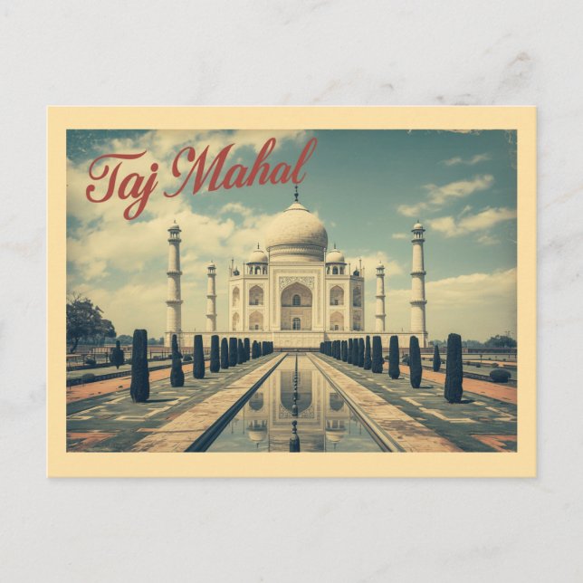 Vintage Taj Mahal Travel Postcard (Front)