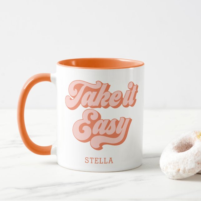 Vintage Take It Easy retro style Mug (With Donut)