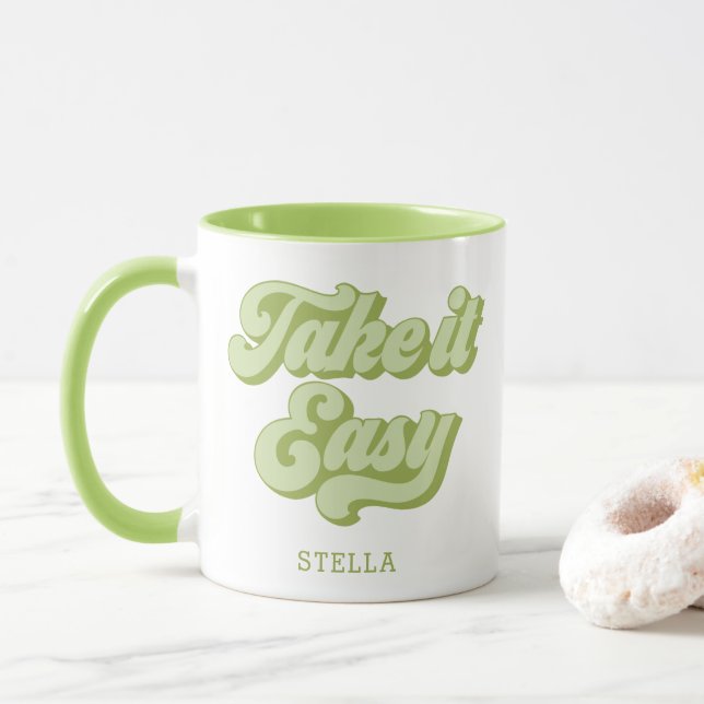 Vintage Take It Easy retro style Mug (With Donut)