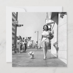 Vintage "Taking the Dog for a Walk" Flat Note Card