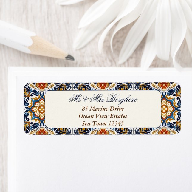 Vintage Talavera Azulejo blue tiles wedding (Insitu)