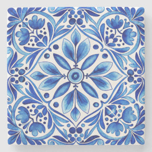 Vintage Talavera Azulejo blue tiles wedding favour Stone Coaster