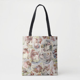 Vintage Tale of Mrs Tiggy Winkle Rustic Collage Tote Bag