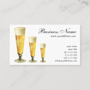 Vintage Tall Frosty Draught Beer, Alcohol Beverage Business Card