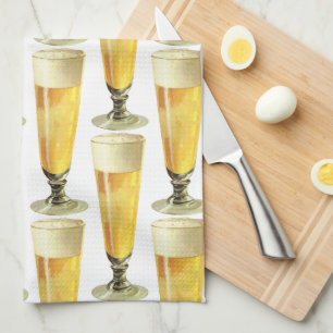 Vintage Tall Frosty Draught Beer, Alcohol Beverage Kitchen Towel
