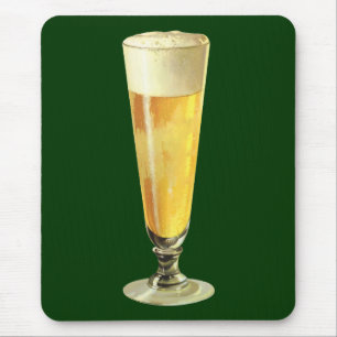 Vintage Tall Frosty Draught Beer, Alcohol Beverage Mouse Pad
