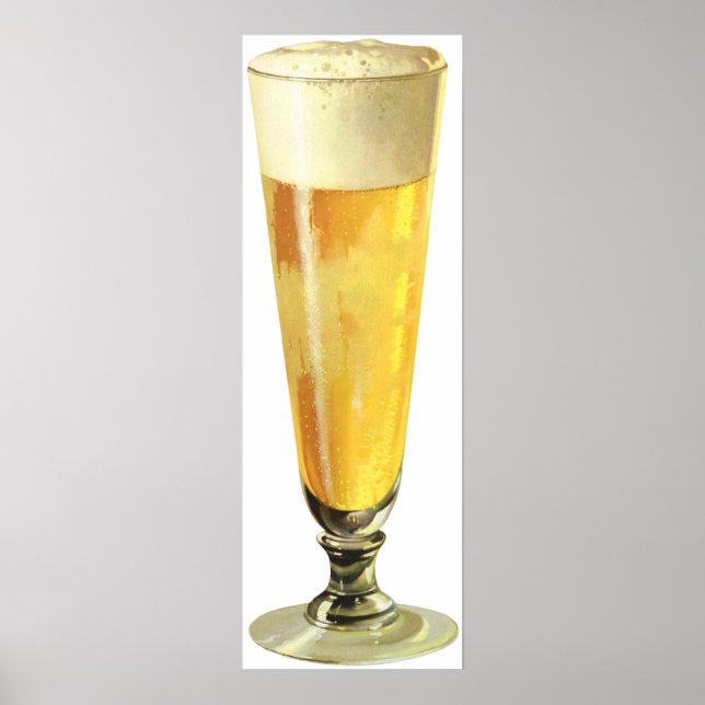 Vintage Tall Frosty Draught   Beer, Alcohol Poster (Front)