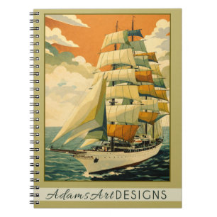 Vintage Tall Ship Sailing Retro Nautical  Notebook