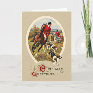 Vintage Tally-Ho Traditional English Fox Hunt Holiday Card