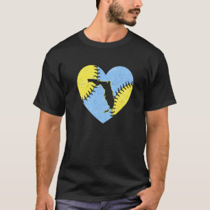 Vintage Tampa Bay Map Of Florida  Baseball Heart T-Shirt
