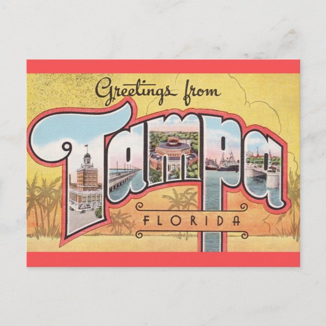 Vintage Tampa Florida Greeting Postcard (Front)