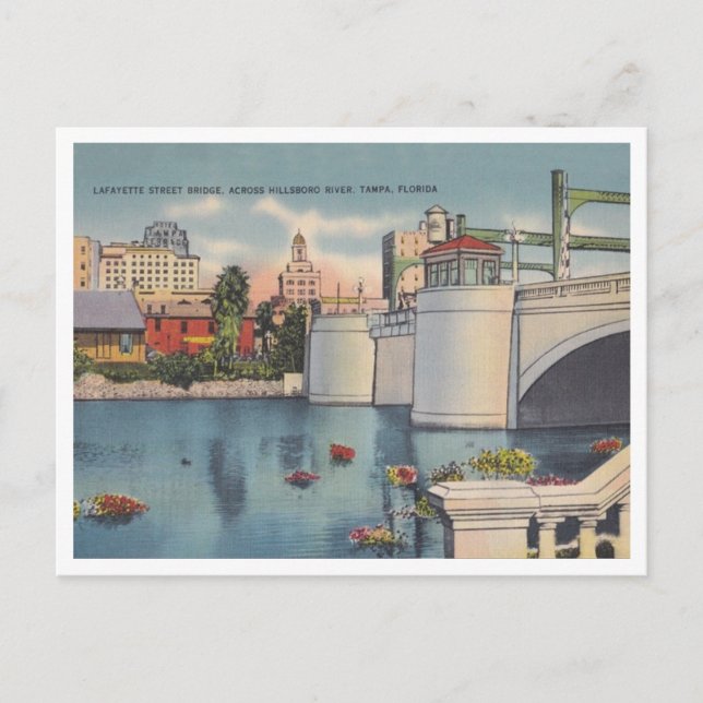 Vintage Tampa Florida Lafayette Street Bridge Postcard (Front)