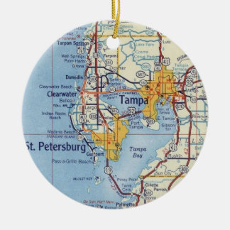 Vintage Tampa Florida Map Ceramic Ornament