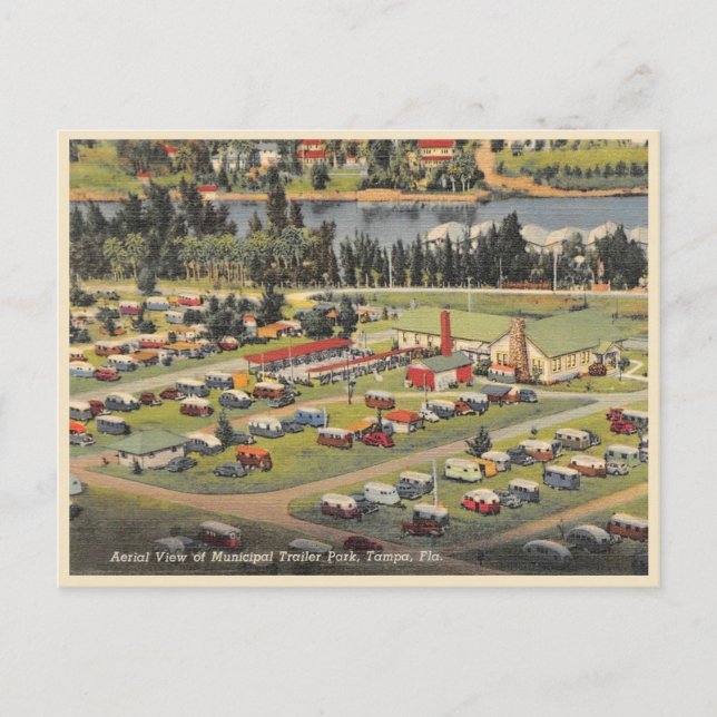 Vintage Tampa Florida Municipal Trailer Park Postcard (Front)