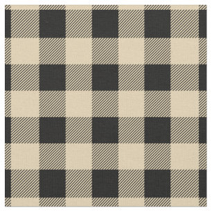 Vintage Tan and Black Buffalo Plaid Fabric