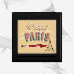Vintage Tan and Red I Love Paris Poster Gift Box<br><div class="desc">Adorable little keepsake/jewellery box adorned with a vintage I Love Paris travel poster.  Delightful gift!</div>