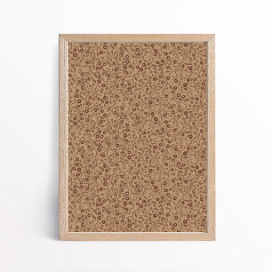 Vintage Tan Brown Forget Me Not Floral Botanical Poster