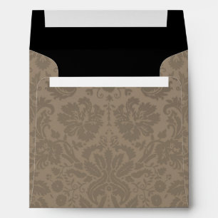 Vintage Tan Damask Pattern with Black Liner Envelopes