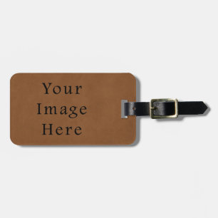 Vintage Tan Leather Brown Parchment Paper Blank Luggage Tag
