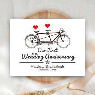 Vintage Tandem Bicycle Custom Wedding Anniversary Postcard
