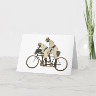 Vintage Tandem Bicycle Greeting Card – Two Men Cyc