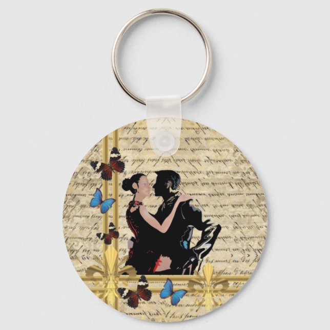 Vintage tango dancers keychain (Front)