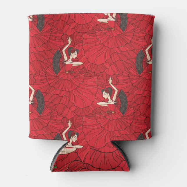 Vintage Tango Flamenco Dance Pattern Can Cooler (Front)